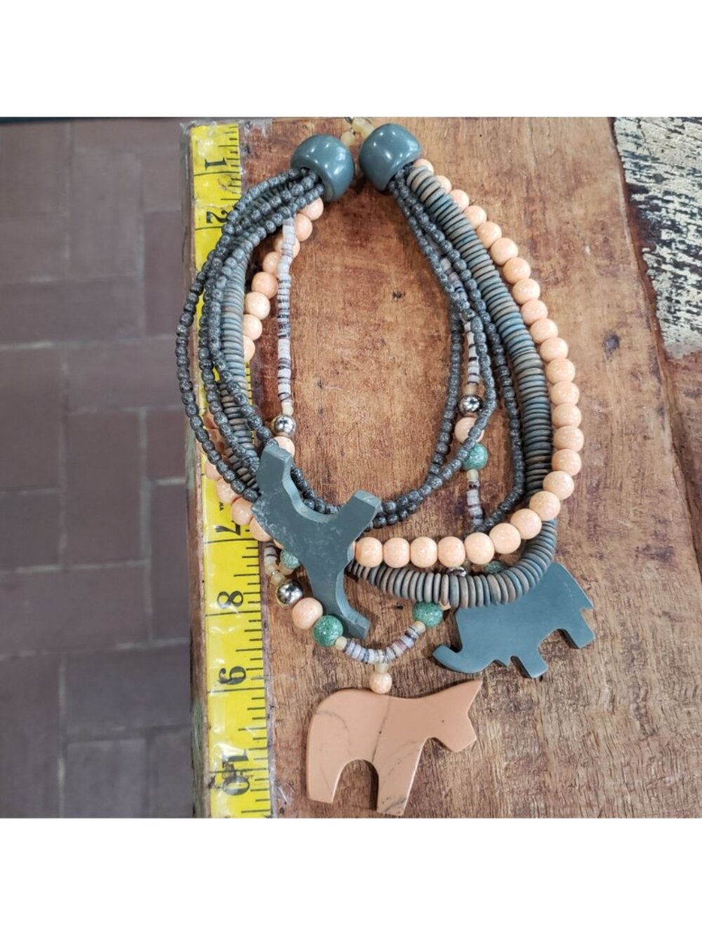 Five 5 Handmade Beaded Wooden Necklaces Animal Inspired Designs Multicolor State - Picture 2 of 16